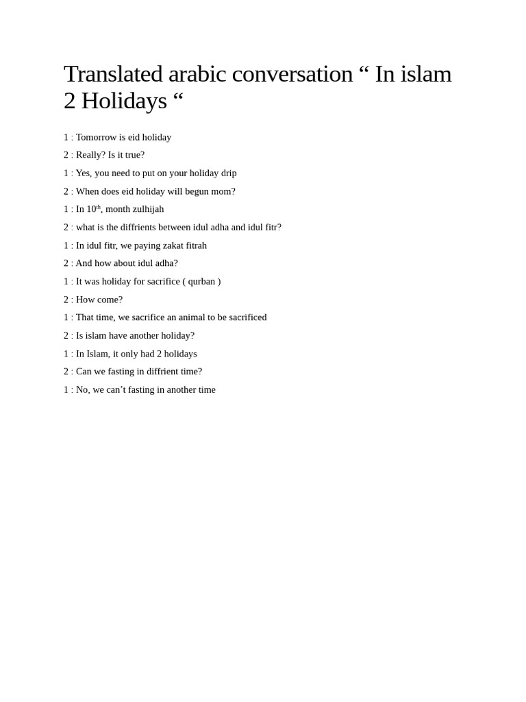 Translated Arabic Conversation | PDF