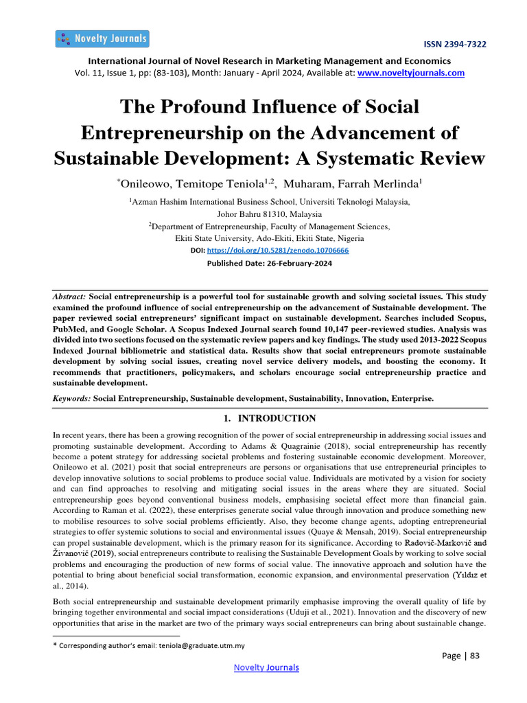 Social Entrepreneurship & Sustainable Development | PDF | Social ...