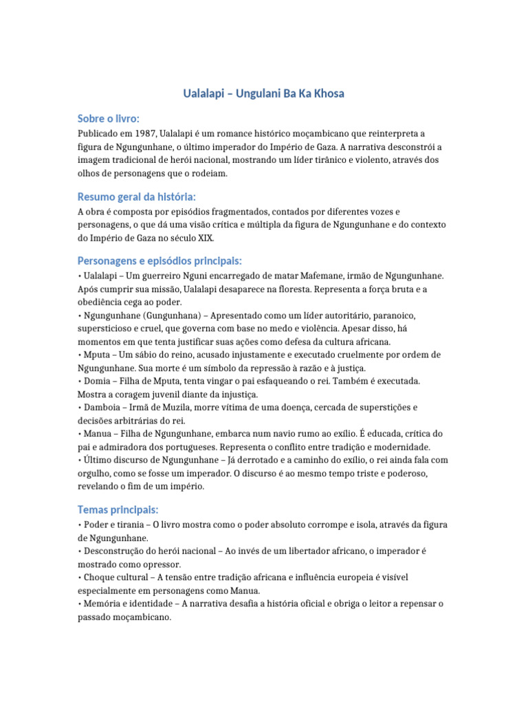 Ualalapi: A Tirania de Ngungunhane | PDF
