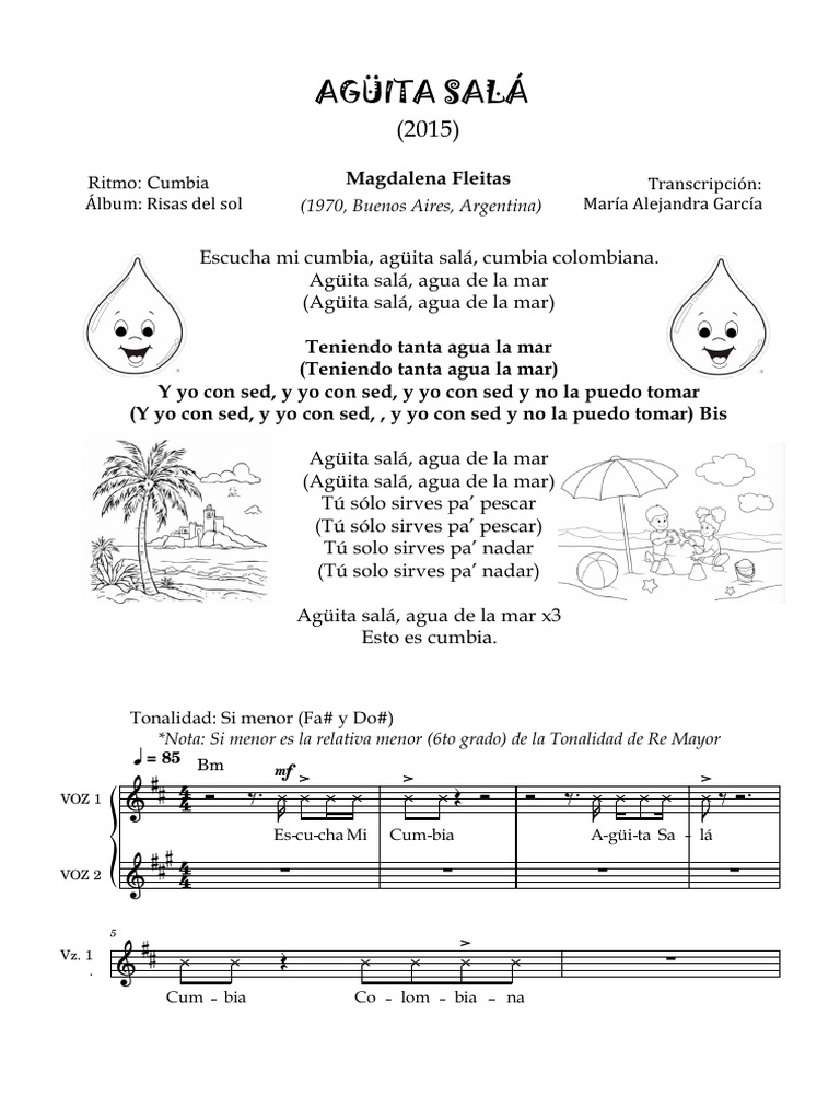 Agüita Salá: Letra y Acordes | PDF | Composiciones Musicales | Teoría ...