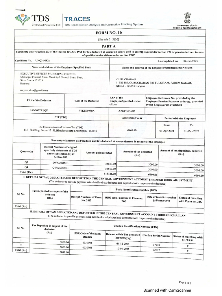 Form 16 2025 | PDF