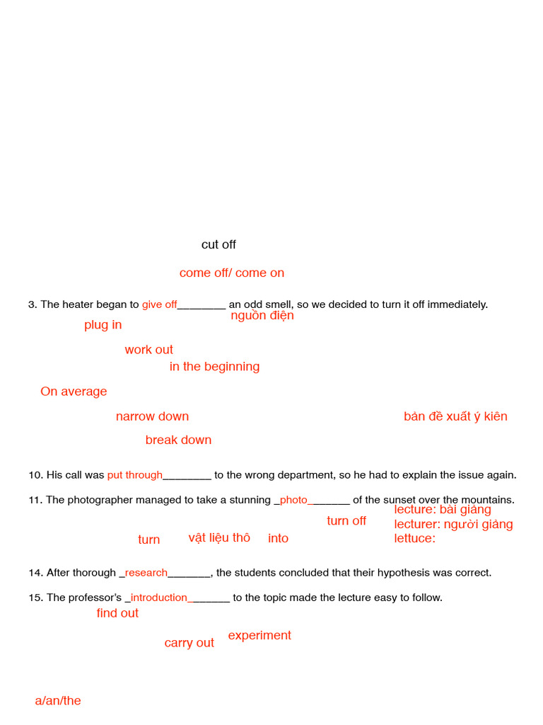 Advanced Collocations & Phrasal Verbs Exercise | PDF