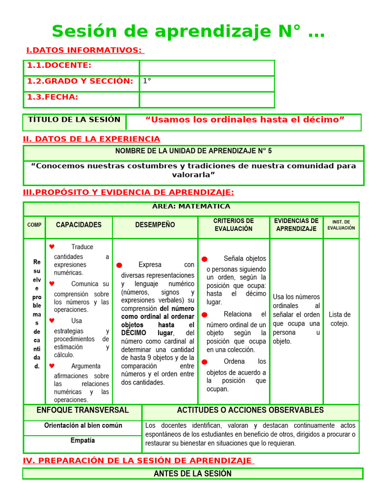 Aprendizaje de Números Ordinales 1° | PDF | Aprendizaje