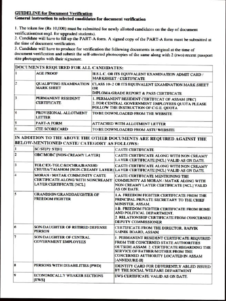 Document Verification Guidelines for Candidates | PDF | Government And ...