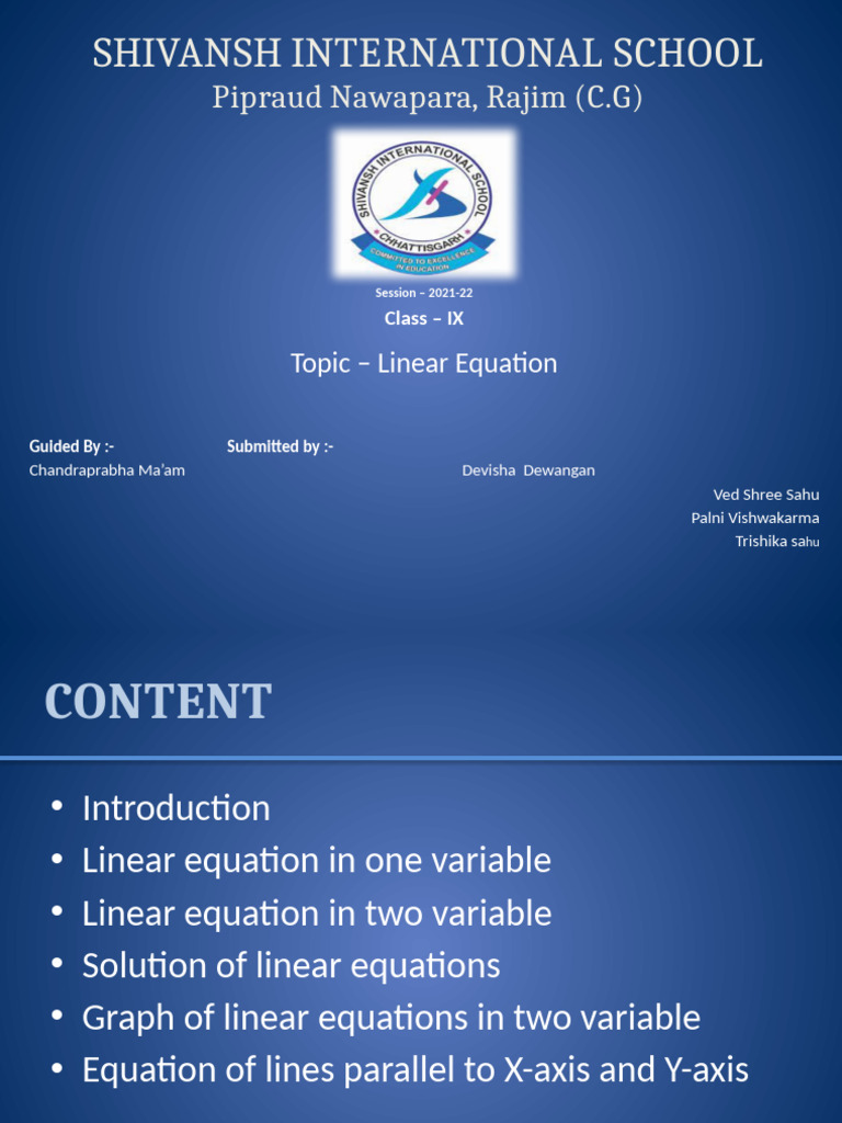 Linear Equation Final | PDF | Equations | Variable (Mathematics)