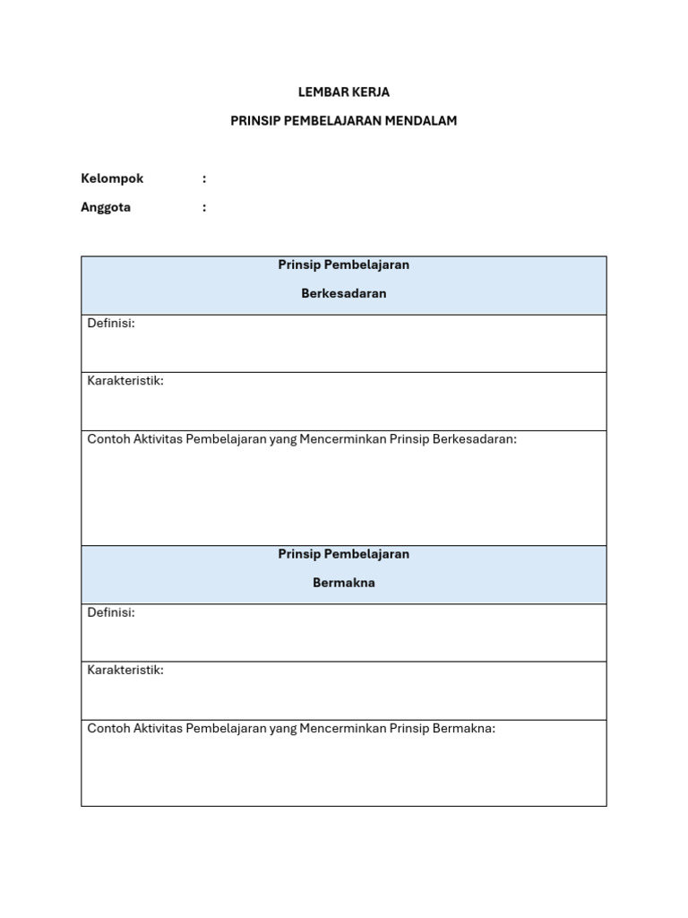 Lembar Kerja Pembelajaran Mendalam Pdf