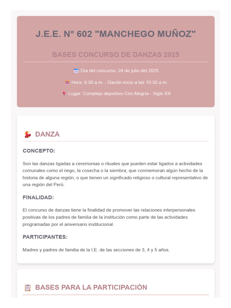 Bases Concurso de Danzas 2025 | PDF