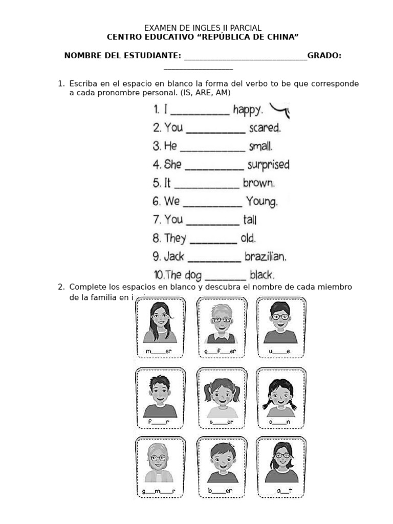 Examen de Ingles II Parcial | PDF