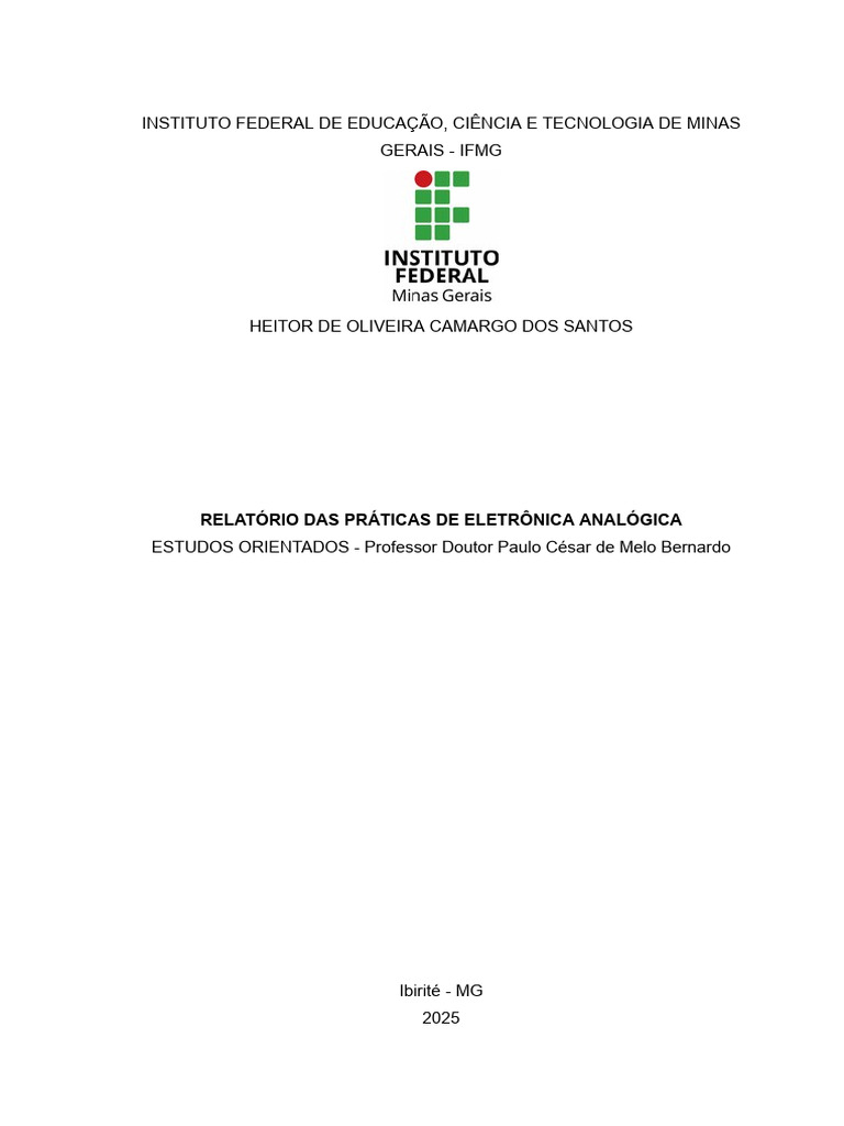 Práticas de Eletrônica Analógica IFMG | PDF | Diodo | Eletrônicos