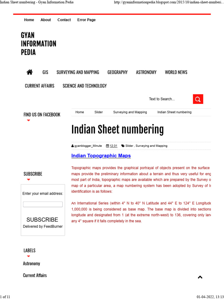 Indian Topographic Map Numbering Guide | PDF | Topography | Geographic ...
