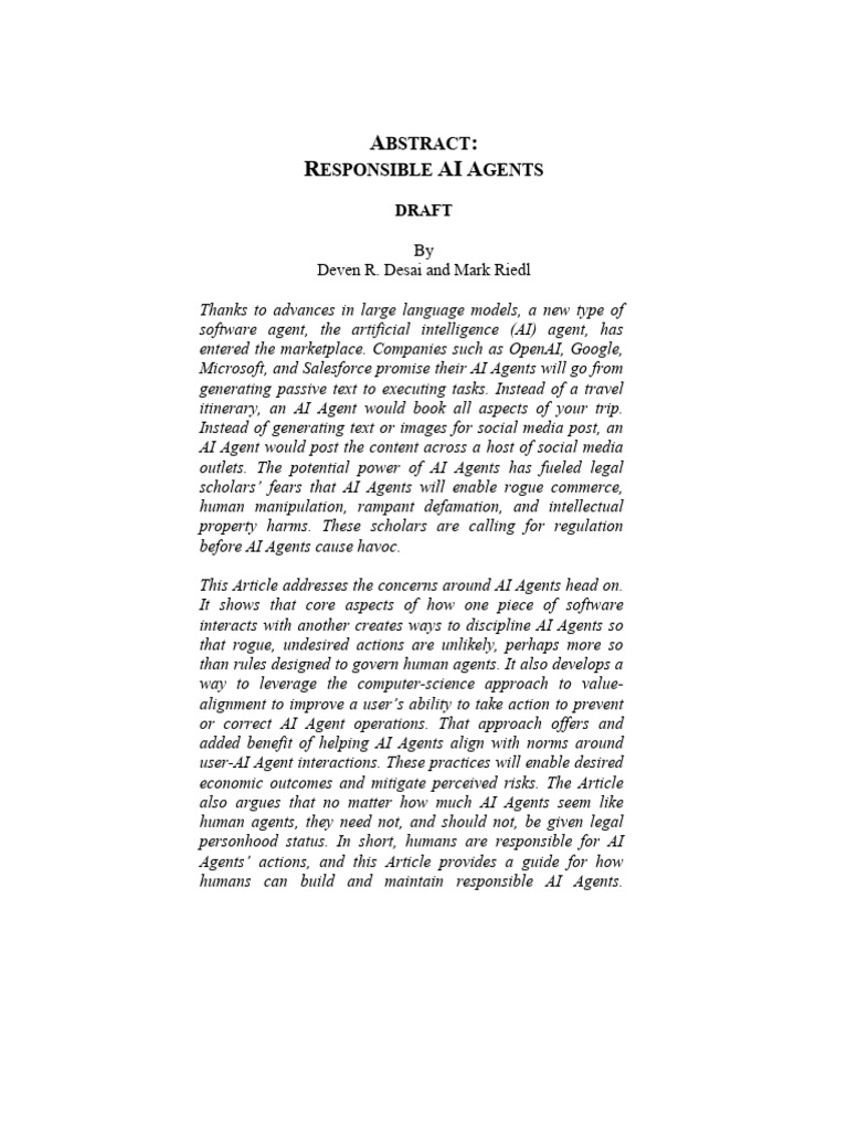 A: R AI A: Bstract Esponsible Gents | PDF | Artificial Intelligence ...