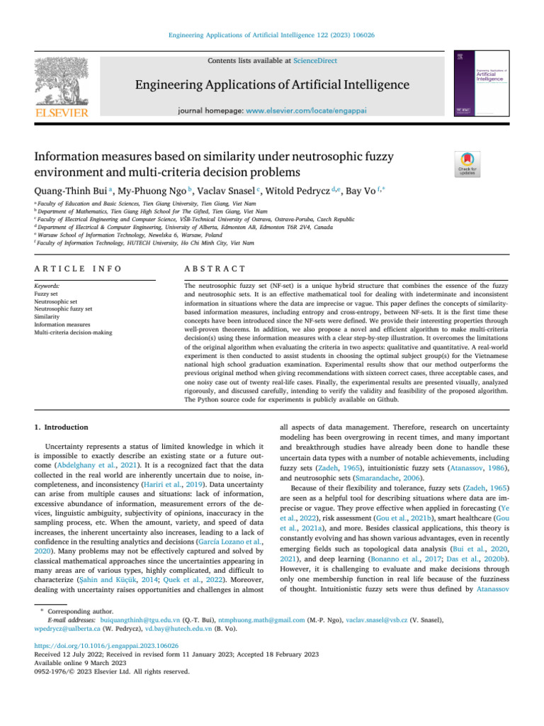 Neutrosophic Fuzzy Similarity Measures | PDF | Fuzzy Logic | Information