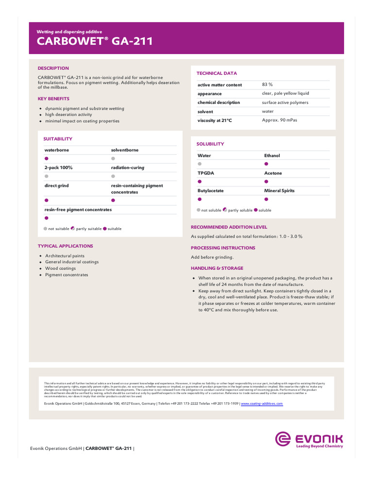 Carbowet Ga 211 Tds en en Tds PV 52041782 en GB World | PDF ...