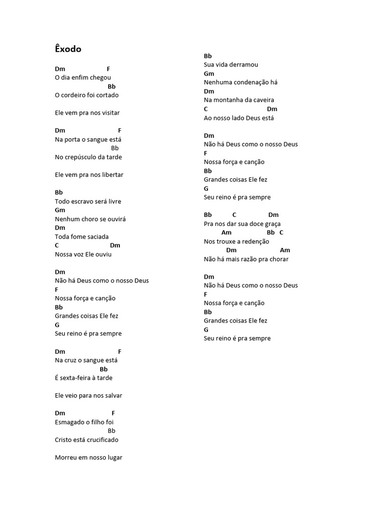 Letra de Música: Êxodo e Redenção | PDF