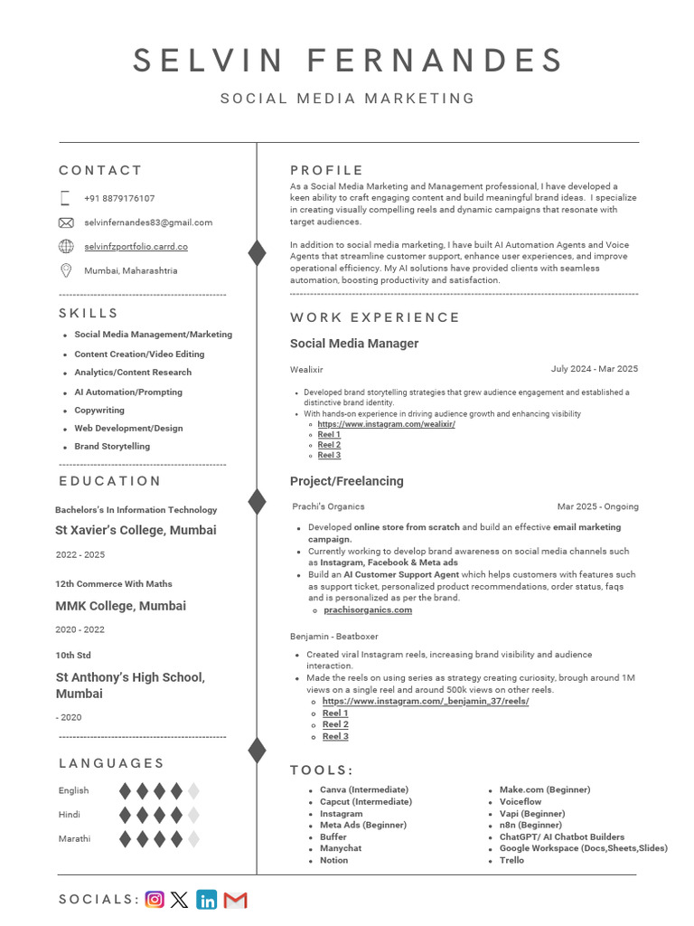Selvin 39 s Resume 2025 Latest PDF - 1