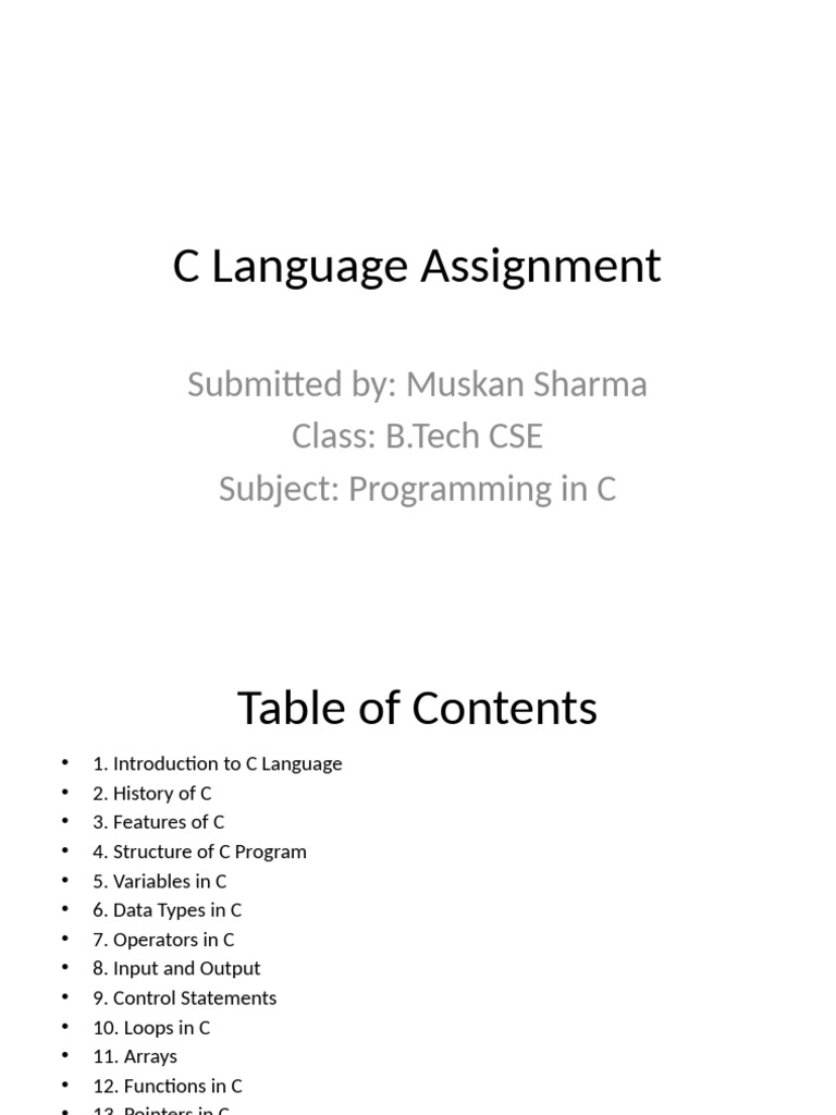 C Language Overview for 9th Grade | PDF | C (Programming Language ...