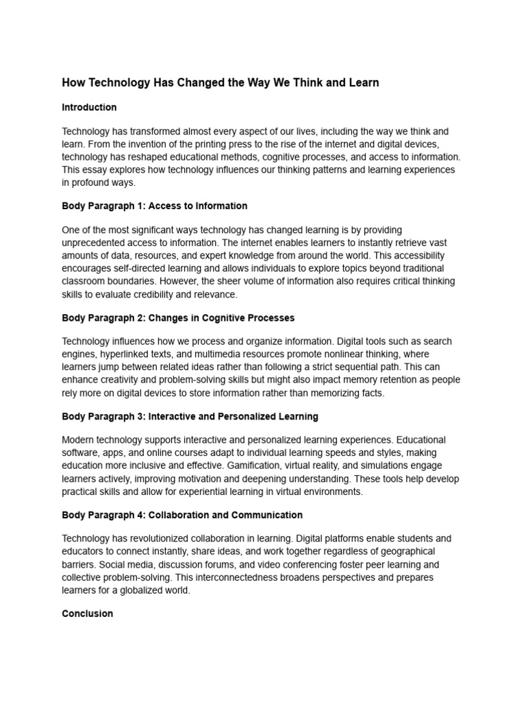 How Technology Has Changed The Way We Think and Learn | PDF | Learning ...