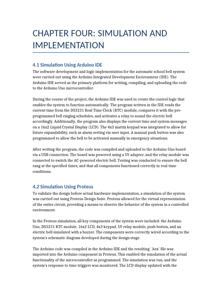 Simulation and Implementation Auto School Bell | PDF | Arduino | Simulation