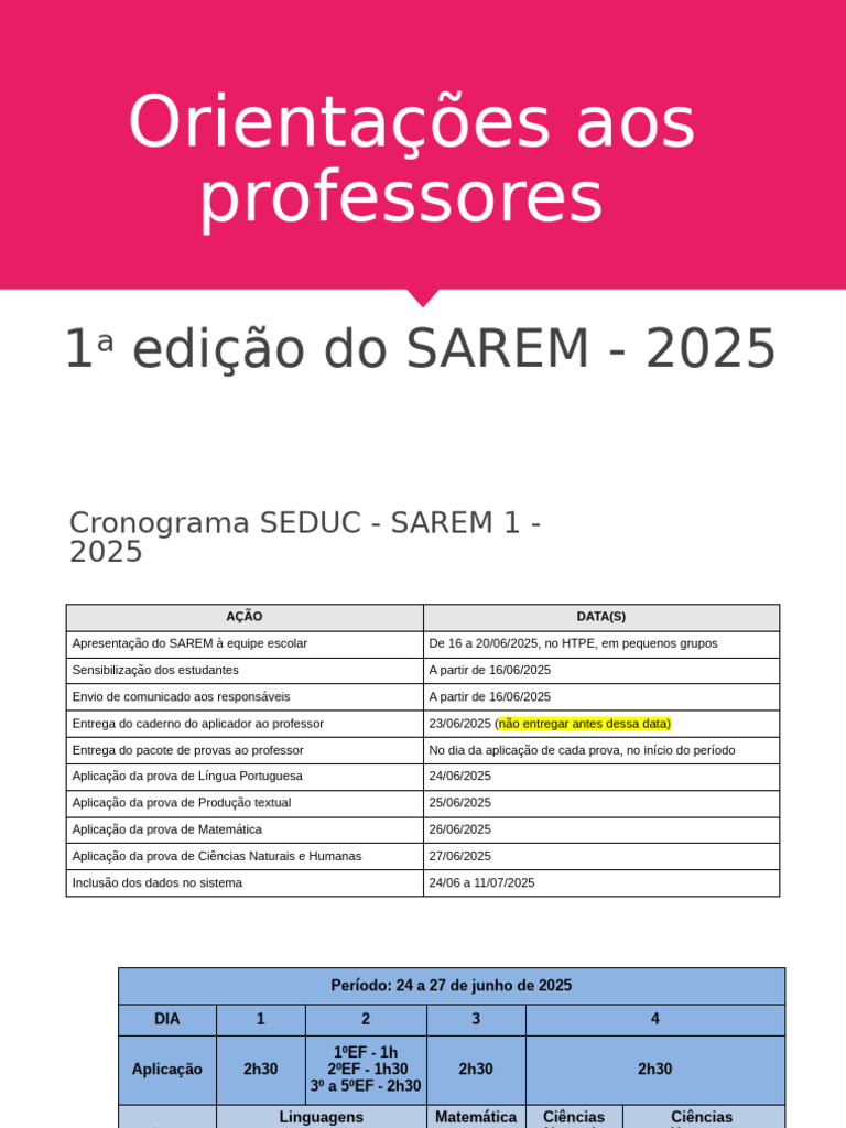Orientações SAREM 2025 para Professores | PDF | Educação Especial