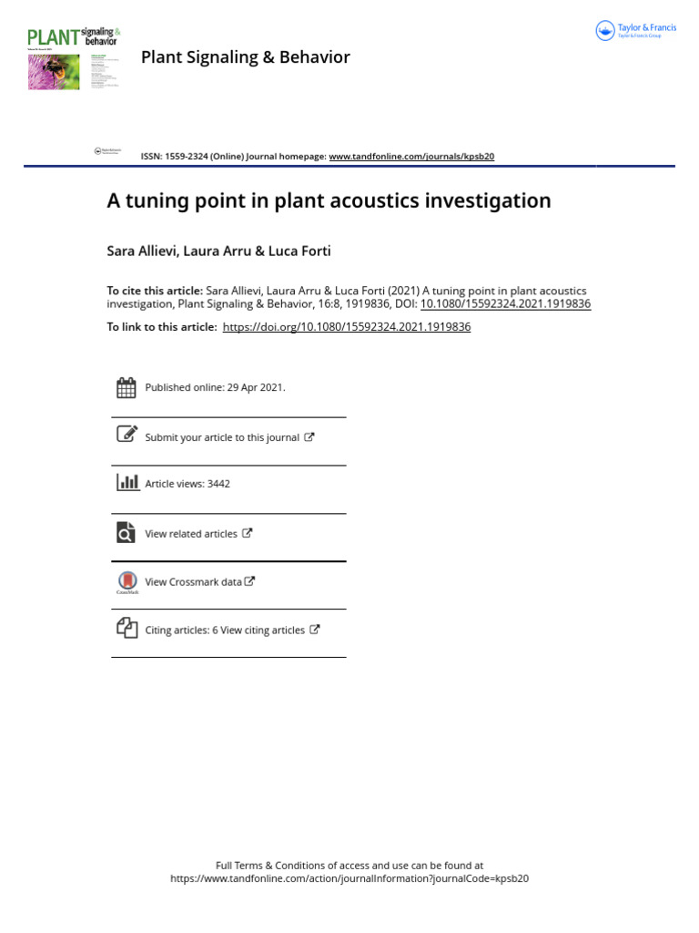 A Tuning Point in Plant Acoustics Investigation | PDF | Volatile ...