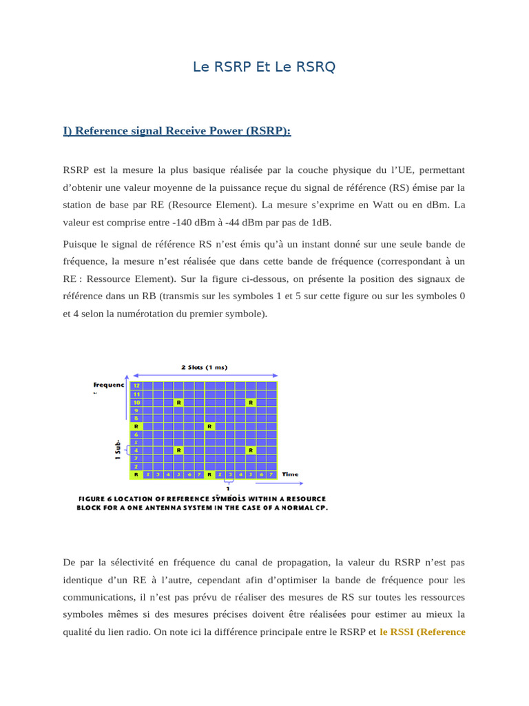 RSRP et RSRQ en 4G : Mesures essentielles | PDF | Radiocommunication ...