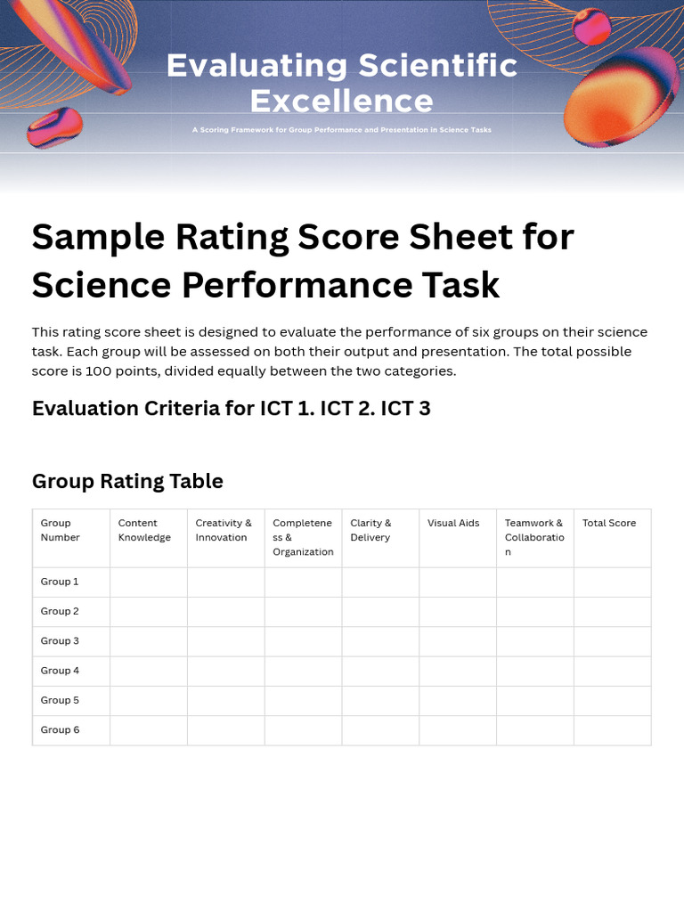Science Performance Task Rubric | PDF
