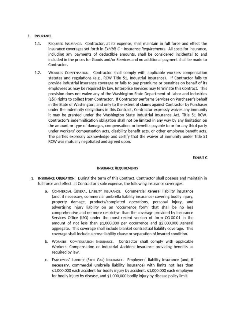 Contractor Insurance Requirements Guide | PDF | Liability Insurance ...