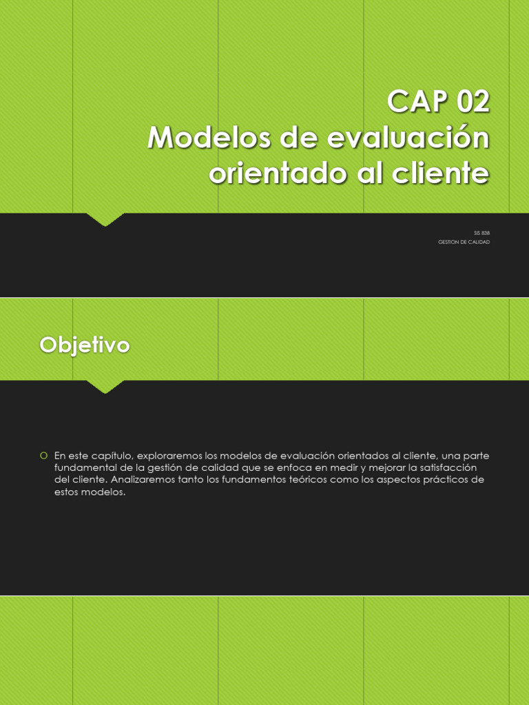 CAP 02 Modelos de Evaluación Orientado Al Cliente | PDF | La ...