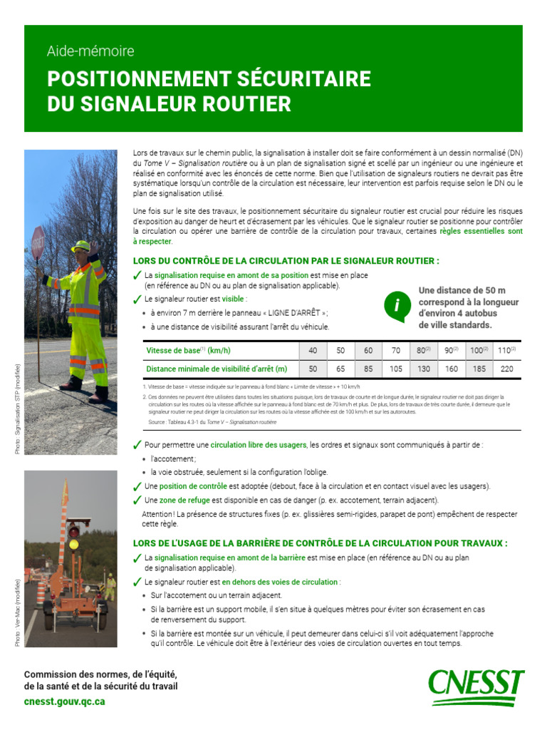 Positionnement Sécuritaire du Signaleur Routier | PDF | Autoroute ...
