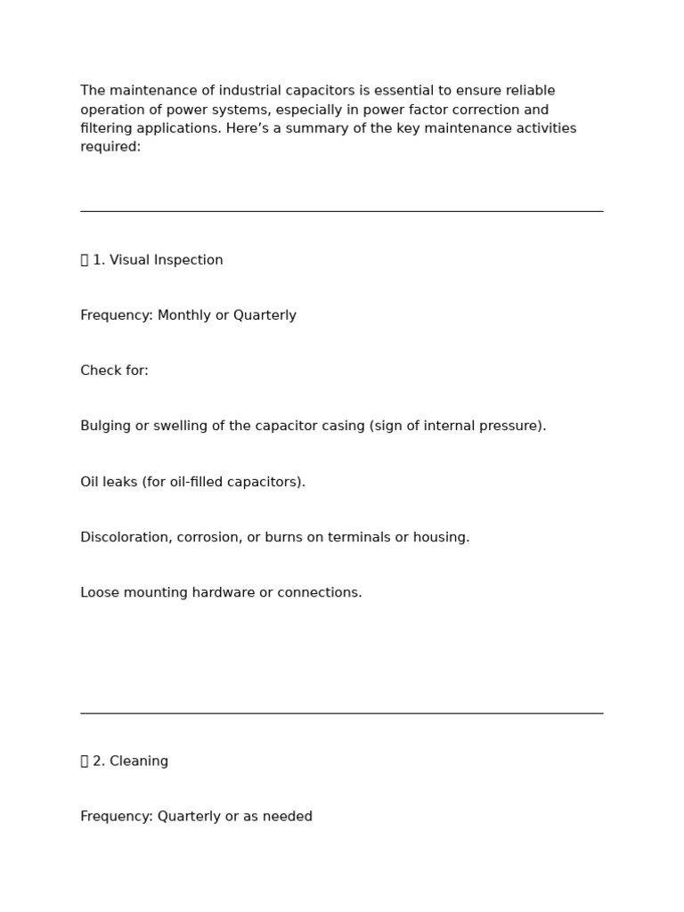 Essential Industrial Capacitor Maintenance Guide | PDF