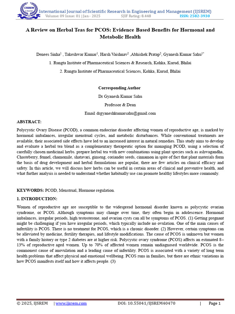 A Review On Herbal Teas For PCOS Evidence Based Benefits For Hormonal ...