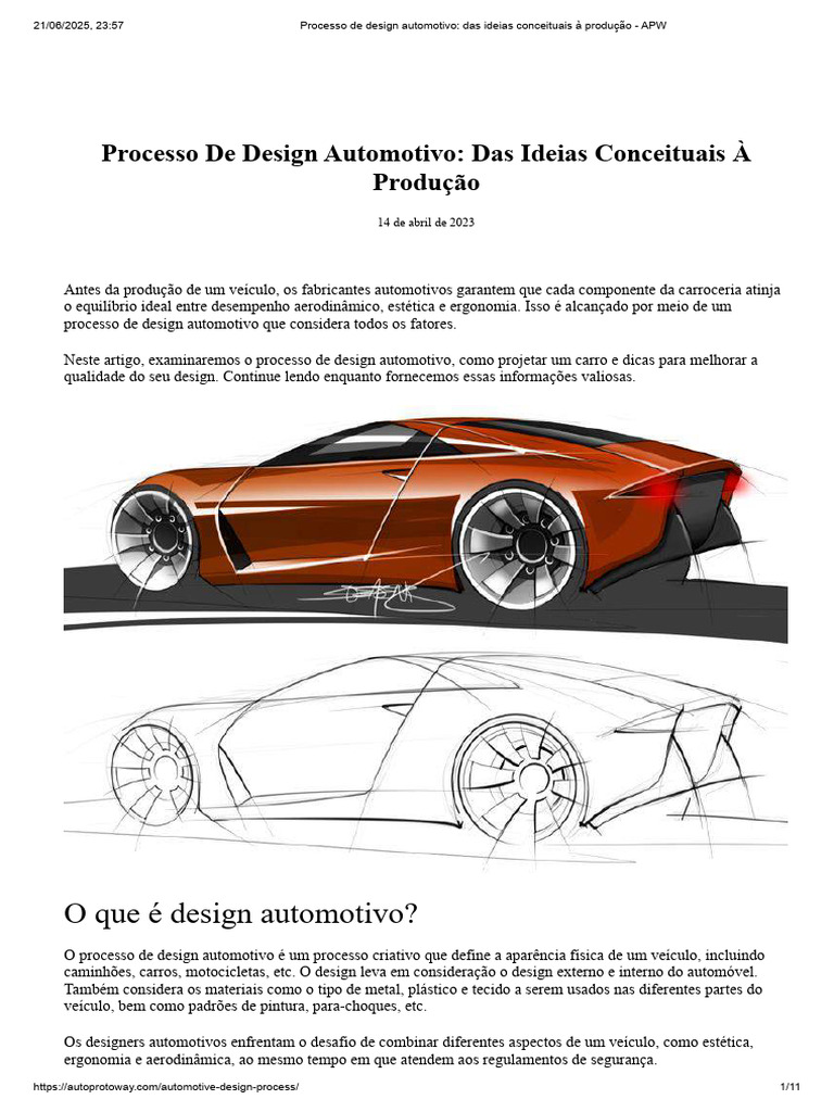 Fluxograma do Design Automotivo | PDF | Carro | Protótipo