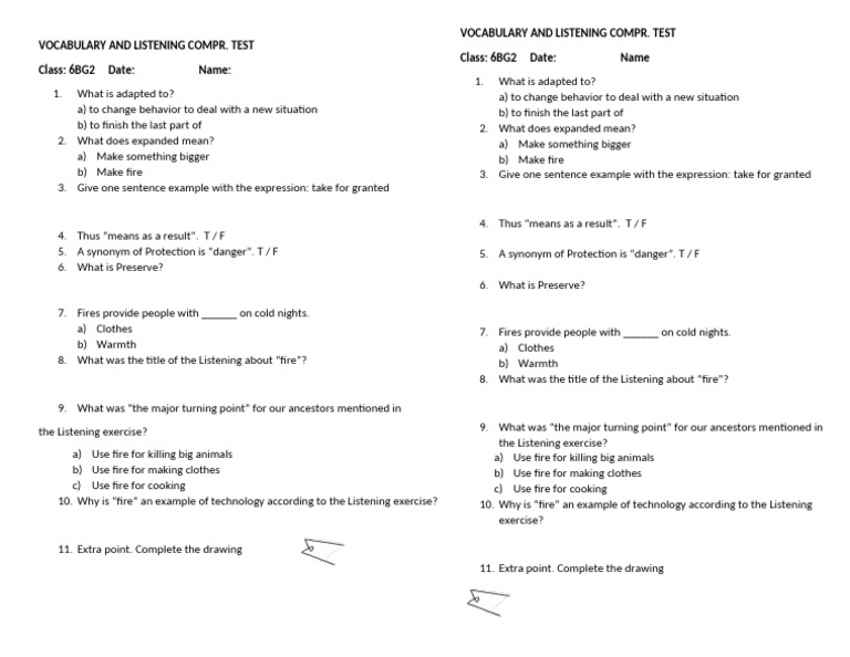 VOCABULARY AND LISTENING COMPR. TEST SEXTOSdocx | PDF | Chess | Chess ...