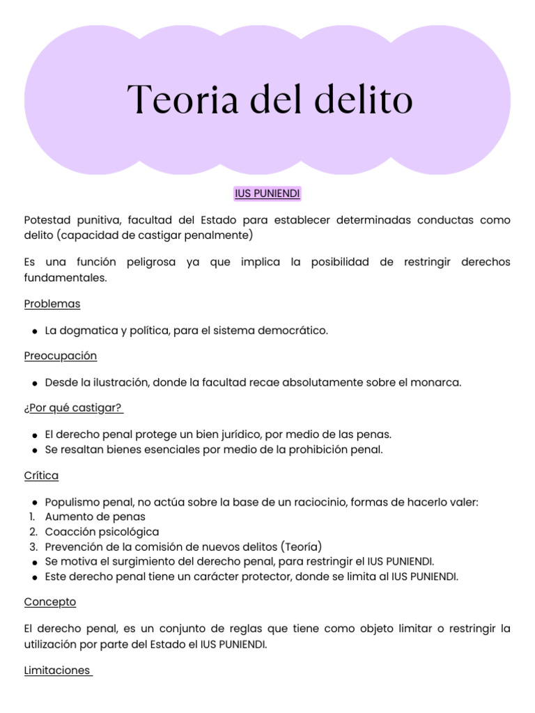 Teoría Del Delito | PDF | Intención (Derecho Penal) | Derecho penal