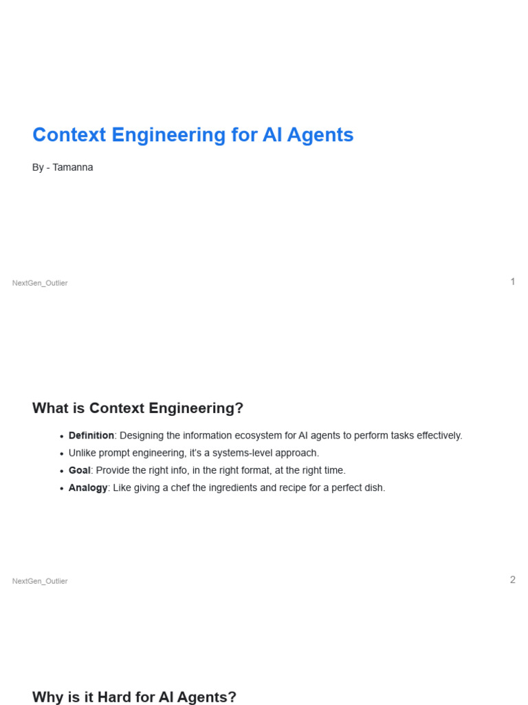Context Engineering for AI Agents | PDF | Memory | Information