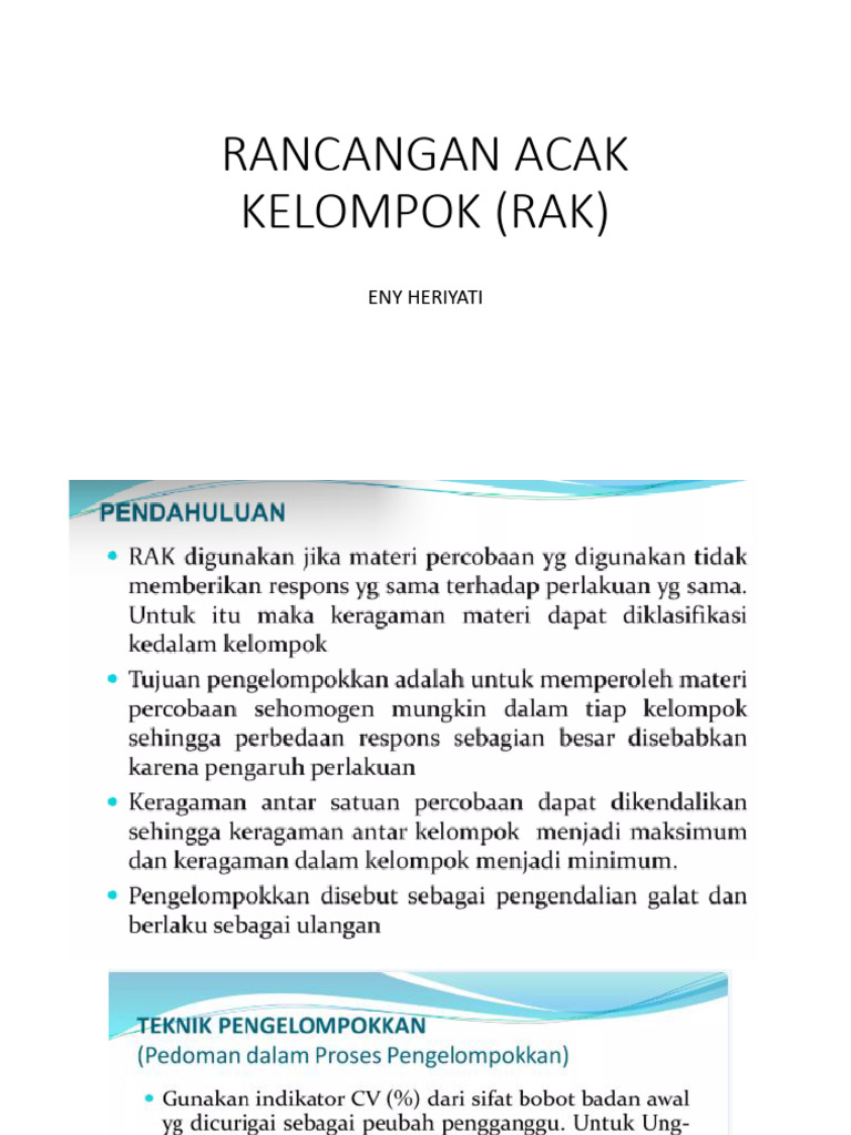 Rancangan Acak Kelompok (Rak) | PDF