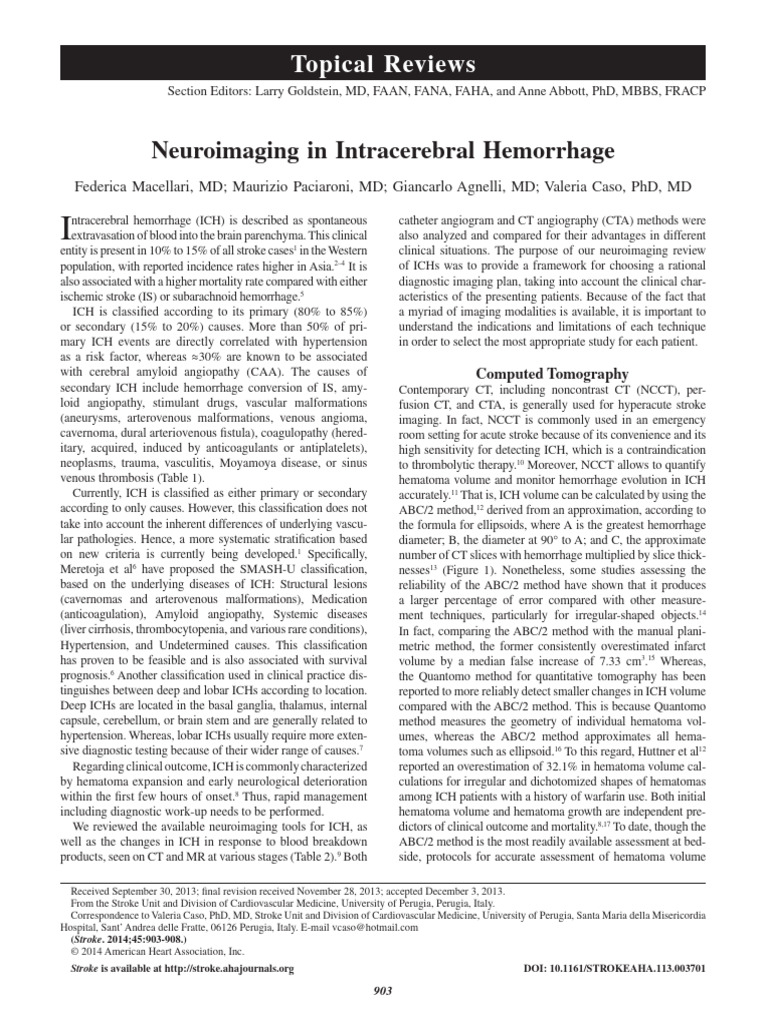 Neuroimaging in Intracerebral Hemorrhage | PDF | Stroke ...