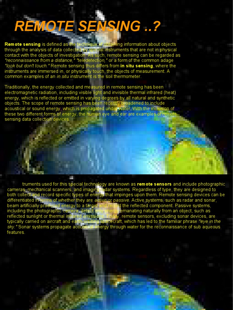 Overview of Remote Sensing Types | PDF | Remote Sensing | Sensor