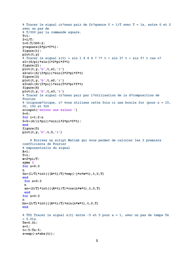 Analyse de signaux et transformées MATLAB | PDF | Transformation de ...