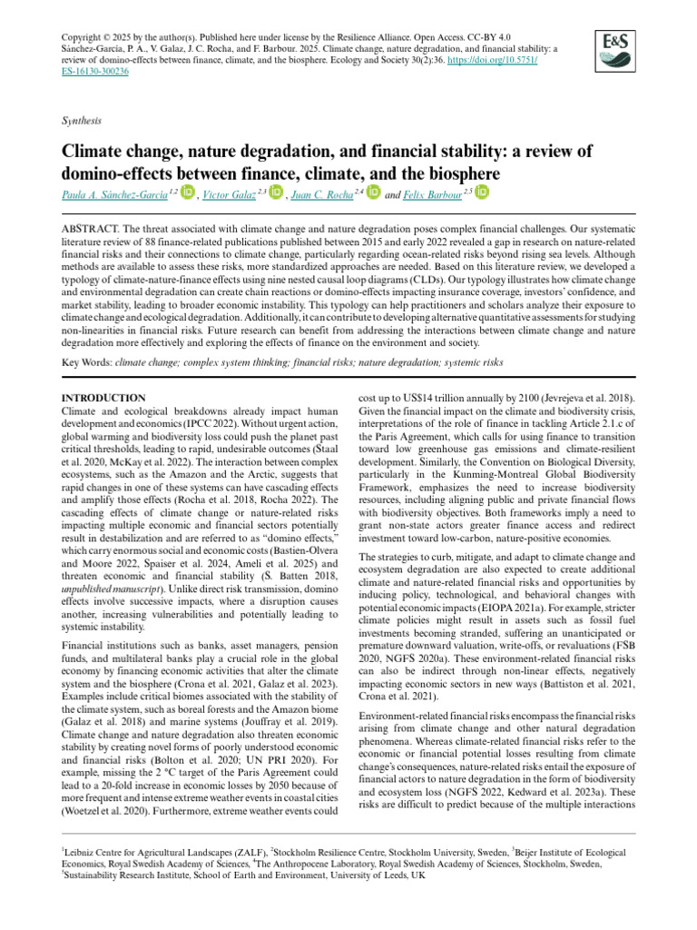 Climate Change, Nature Degradation & Financial Stability | PDF | Risk ...