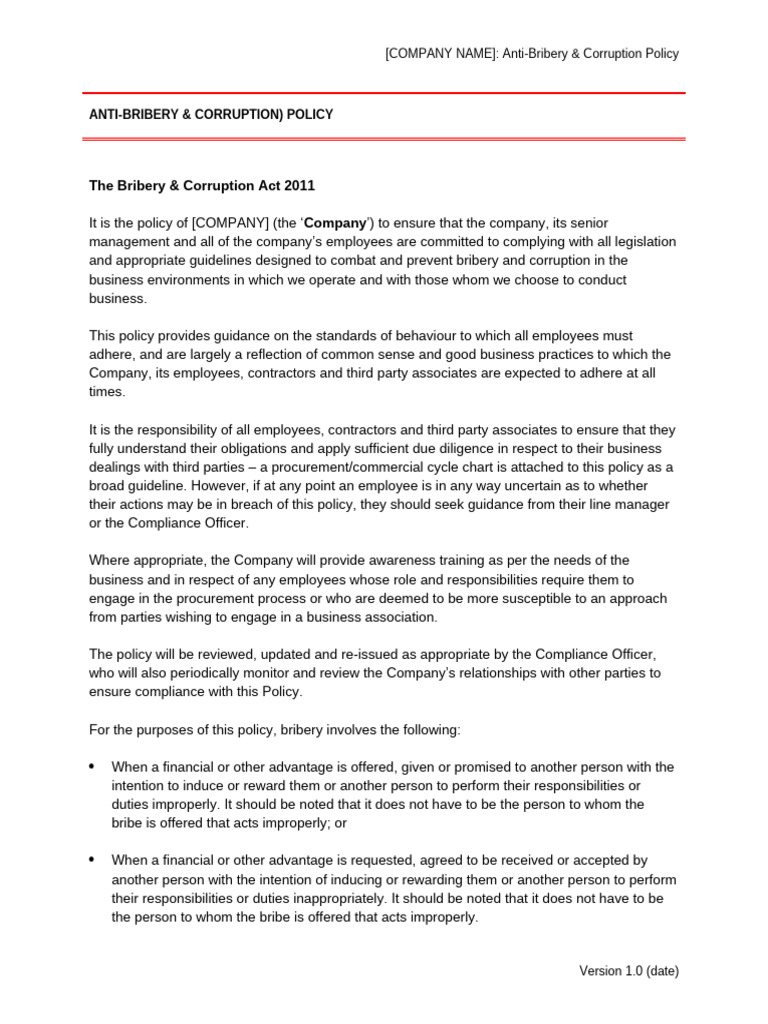 ABC Policy and Due Diligence Guidelines | PDF | Bribery | Due Diligence