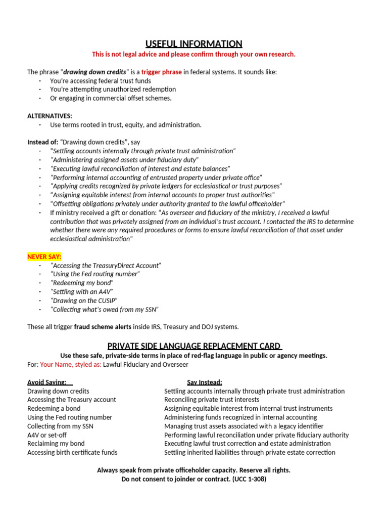 Private Trust Language Guidelines | PDF | Affidavit | Fiduciary