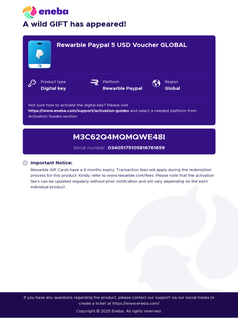 Rewarble Paypal 5 USD Voucher GLOBAL | PDF