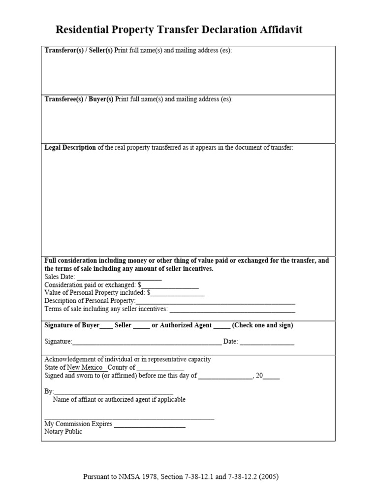 Property Declaration Affidavit of Transferee | PDF