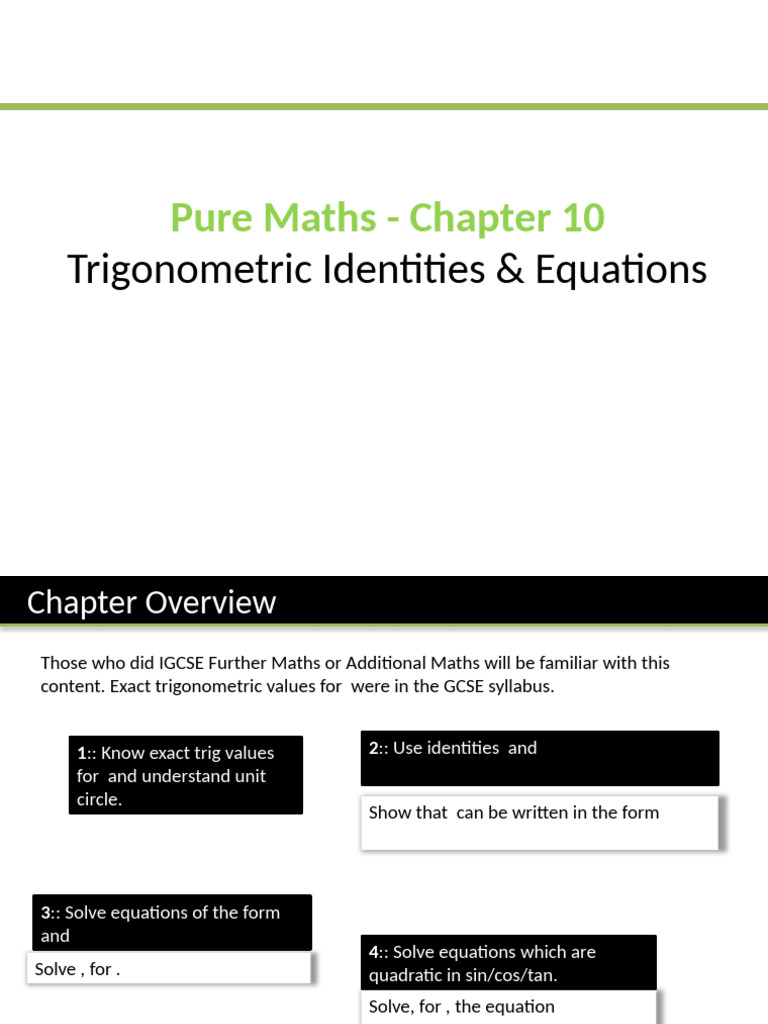 Trigonometric Identities & Equations Guide | PDF | Trigonometry ...