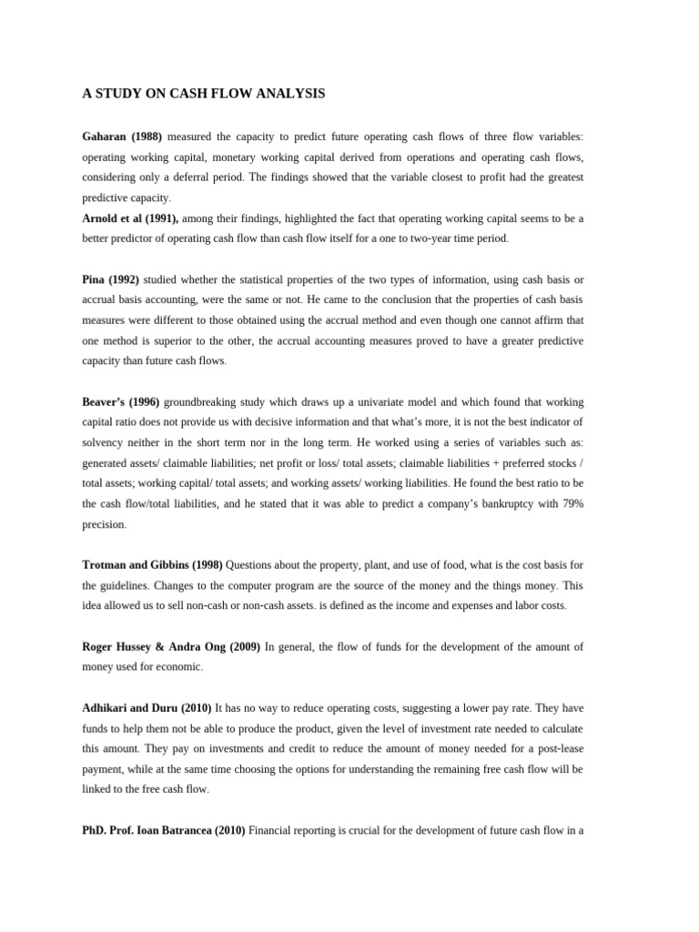 A Study On Cash Flow Analysis | PDF | Working Capital | Cash