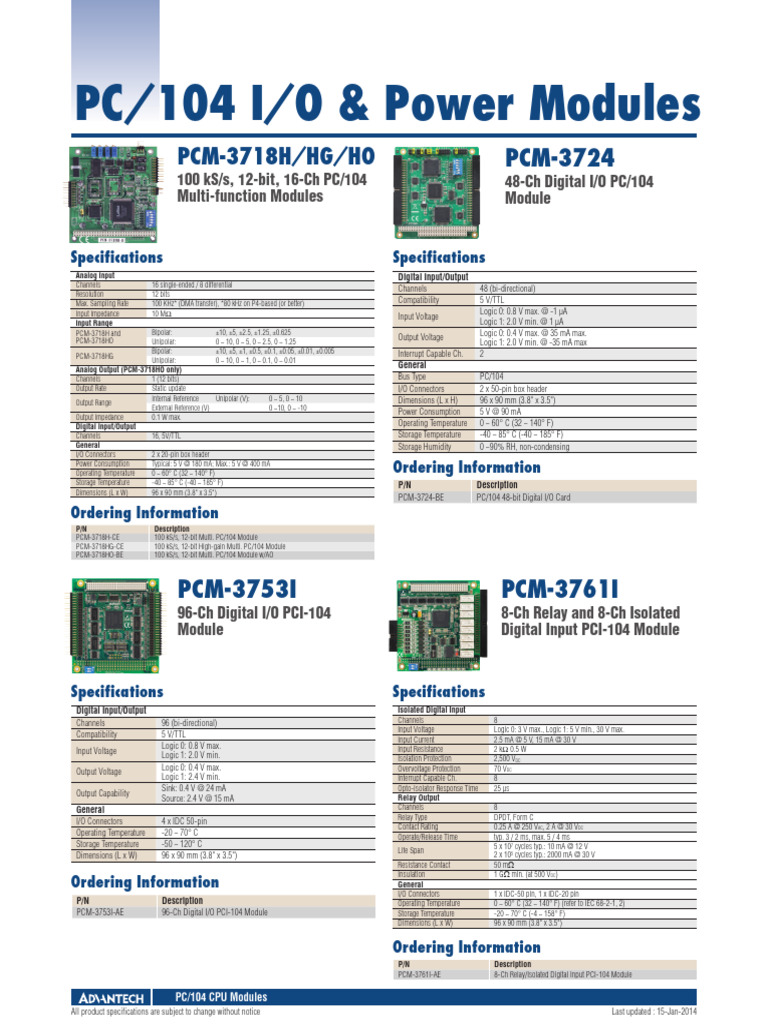 PC104 IO & Power Modules - DS (01.15.14) 20140205144618 | PDF | Input ...