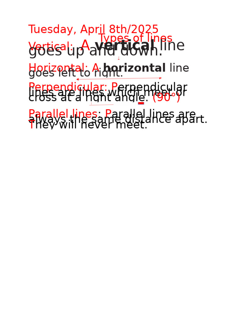 Types of Lines: Vertical, Horizontal, Parallel | PDF