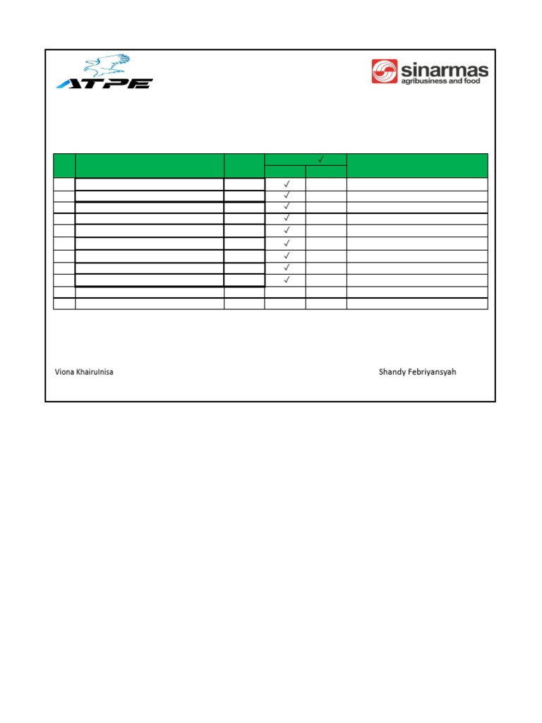Daftar APD dan Inspeksi Kelayakan | PDF