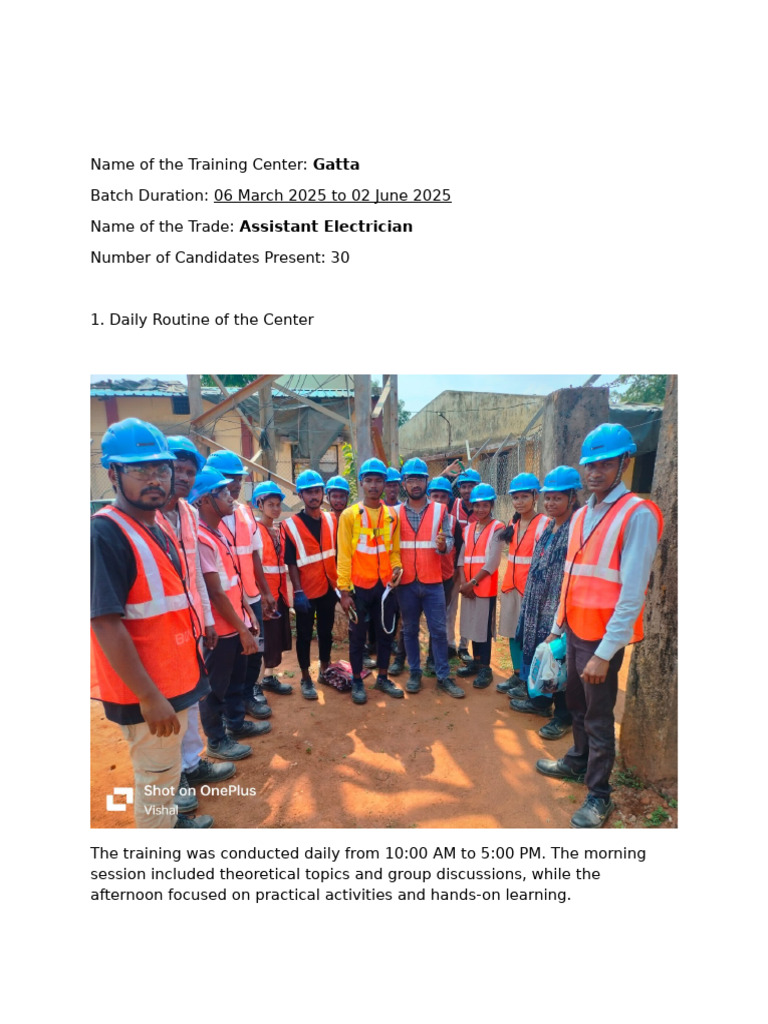 Assistant Electrician Training Overview | PDF